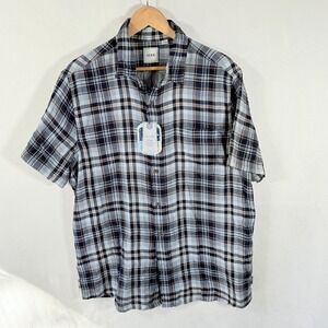 ROW M Mens Plaid Button Up Short Sleeve Shirt L Desert Soul The Drifter normcore